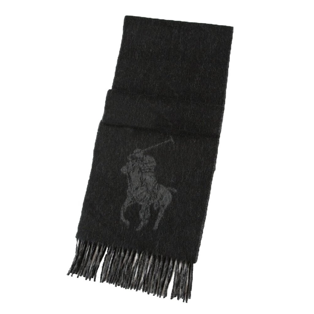NEW Polo Ralph Lauren Reversible Scarf!  Black or Gray  Big Pony on Both Sides
